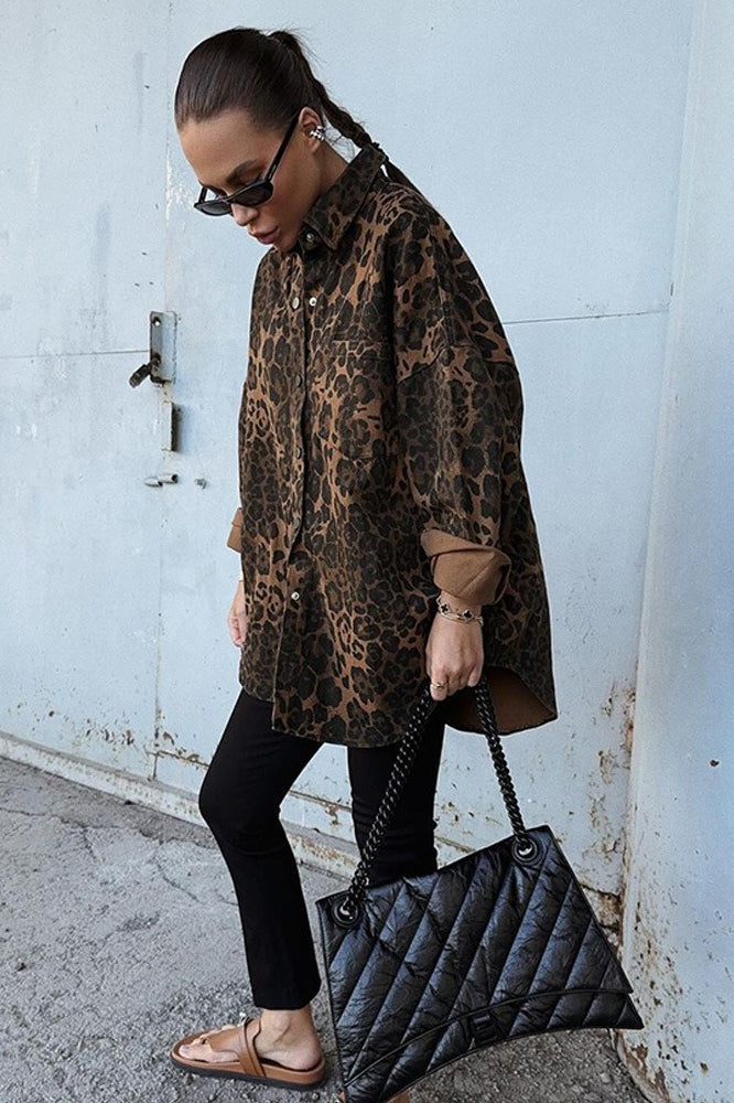 Autumn Vintage Leopard Print Casual Blouse