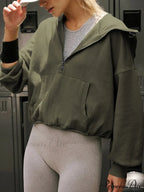 Been A Minute Trendy Pockets Crop Hoodie