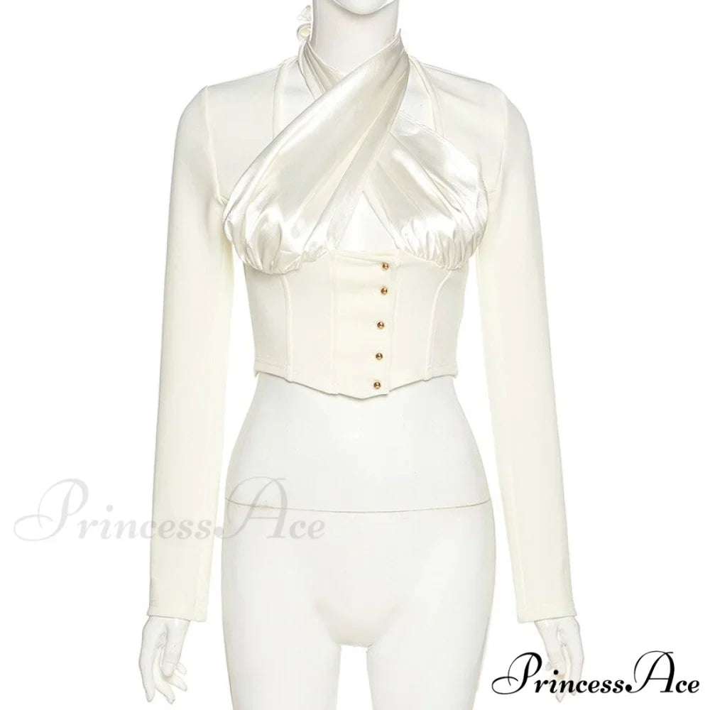 Beige New Button Decoration Blouse