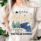 Bell Still Rings Slogan Train Print Voguish Vintage Christmas Hoodie