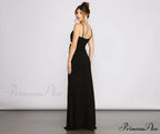 Bella Rhinestone Waist Charming Crepe Formal Dress