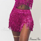 Belly Dance Glitter Sequins Wrap Tassel Skirt