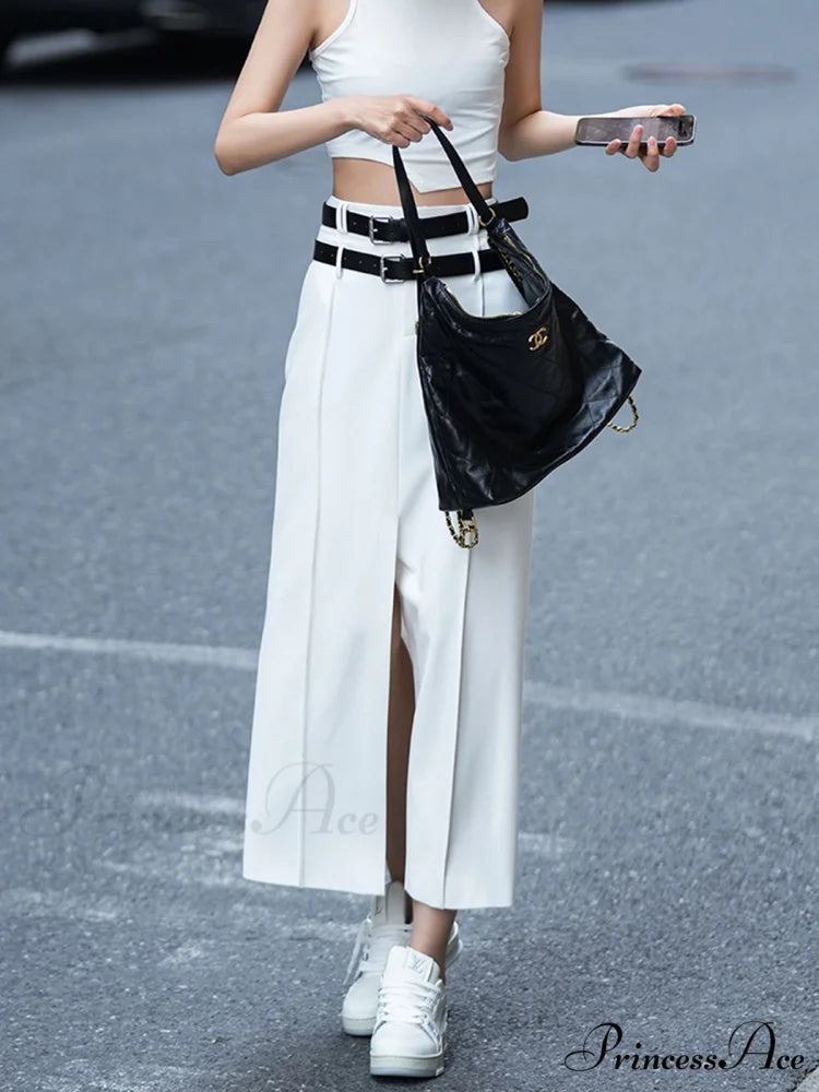 Belted Split Graceful Maxi Skirt
