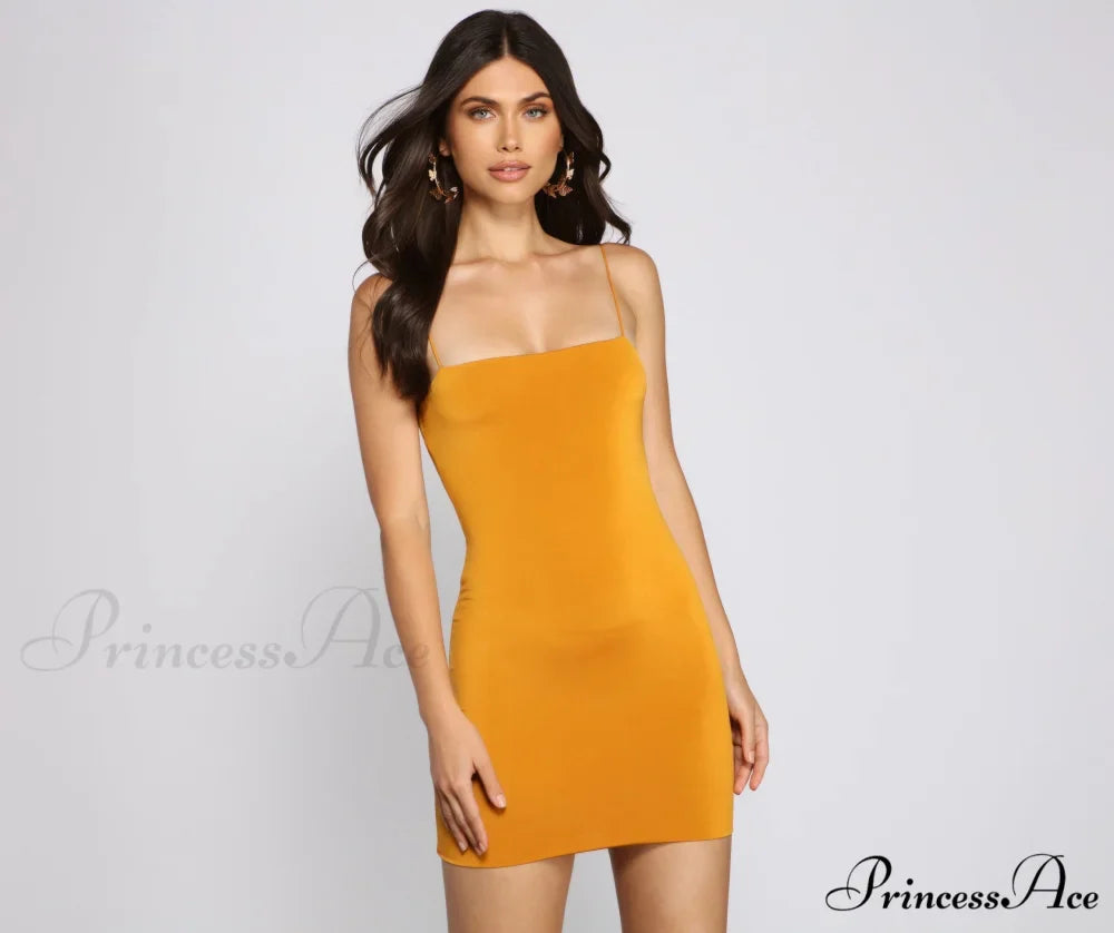 Best Life Square Charming Neck Mini Dress