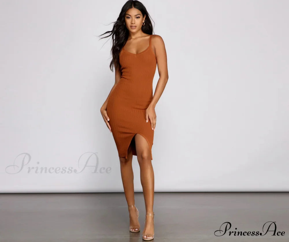 Better In Basics Charming Ribbed Knit Sweater Dress