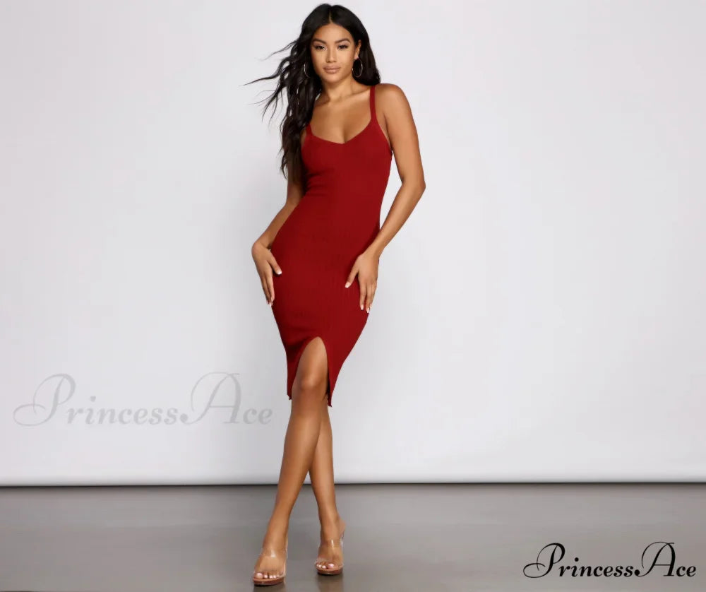 Better In Basics Charming Ribbed Knit Sweater Dress