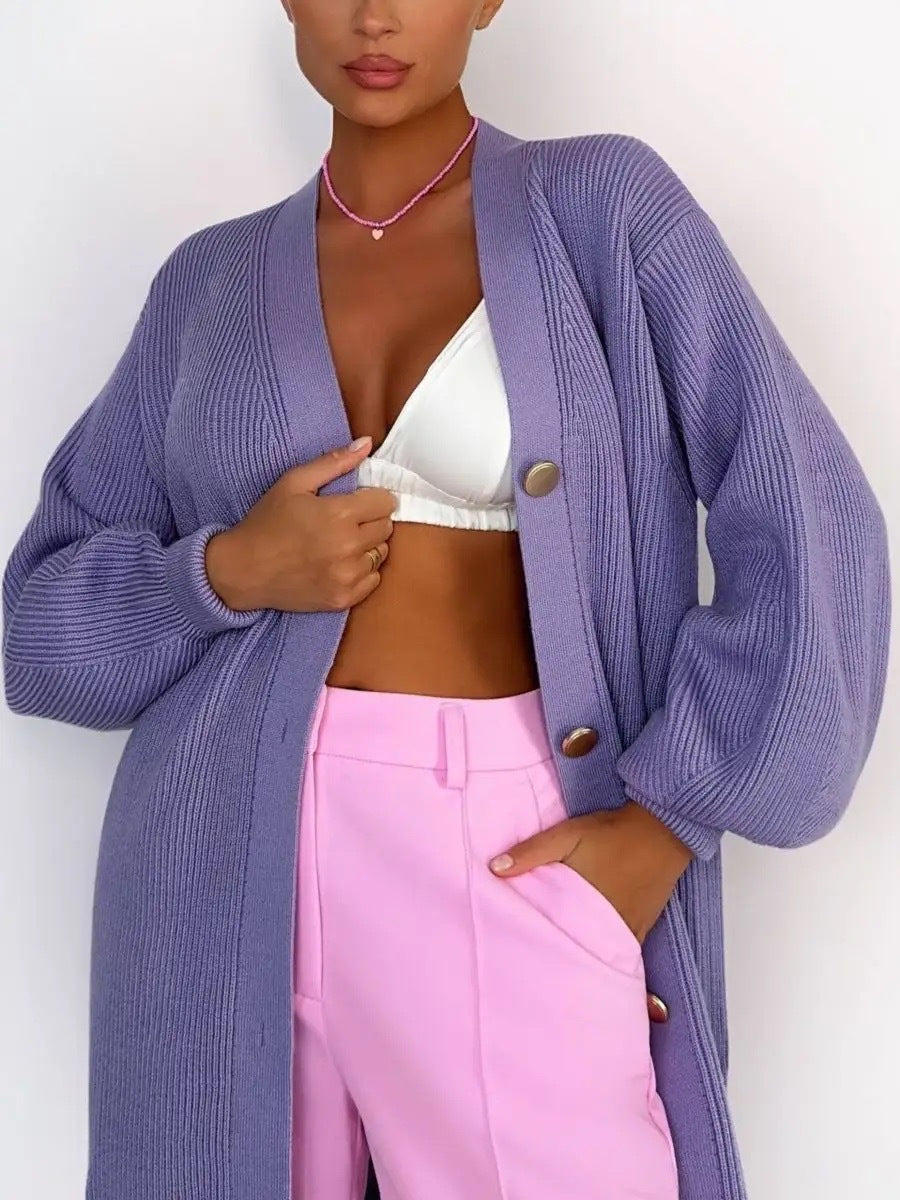 Solid Loose Knit Cardigan