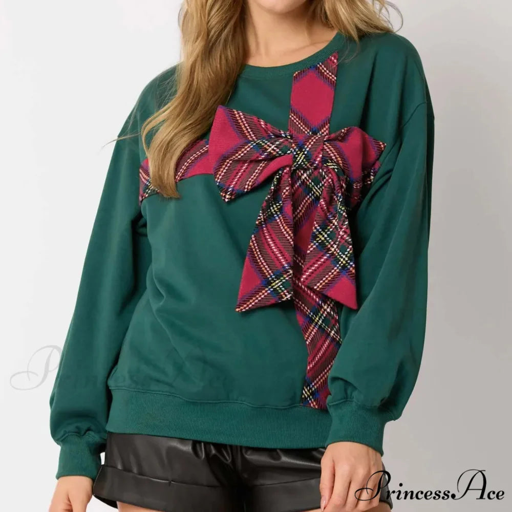 Big Bow Chic Long Sleeve Tunic Y2K Christmas Hoodie