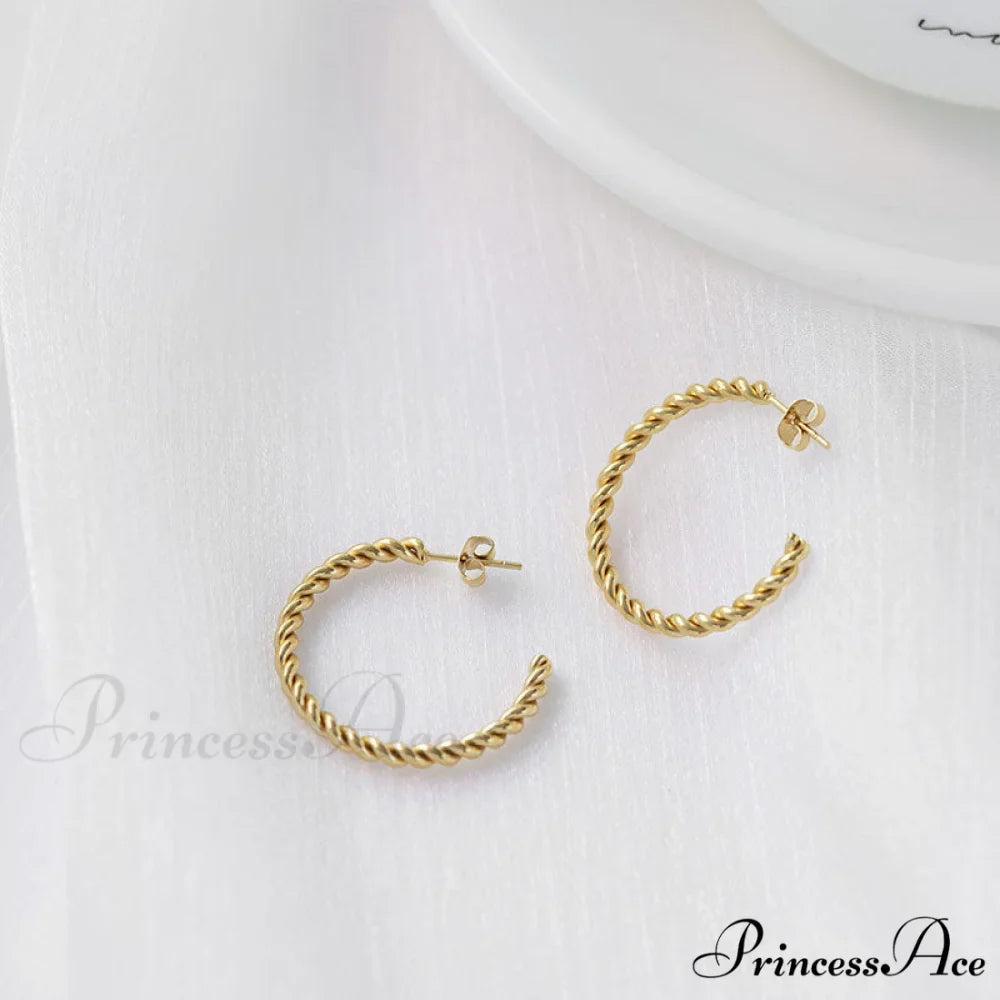 Big Hoop Twist Shape Stud Earrings