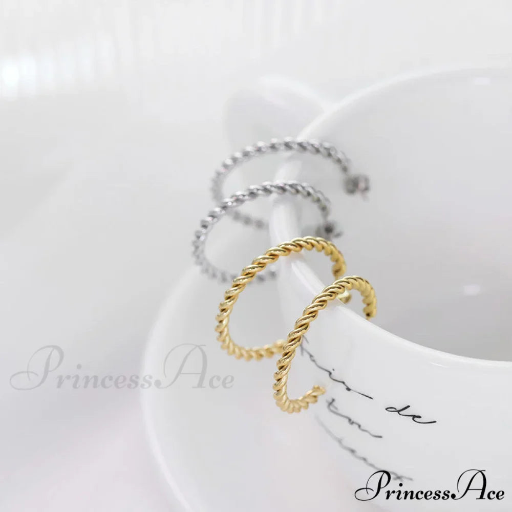 Big Hoop Twist Shape Stud Earrings