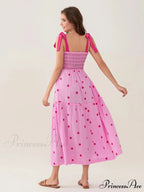 Bind-Shoulder Blooms Tank Layered Frill Sweetheart Floral Garment