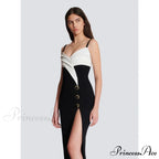 Black-and-White Cut Shiny Celebration Formal Gown