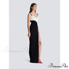 Black-and-White Cut Shiny Celebration Formal Gown