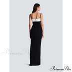 Black-and-White Cut Shiny Celebration Formal Gown