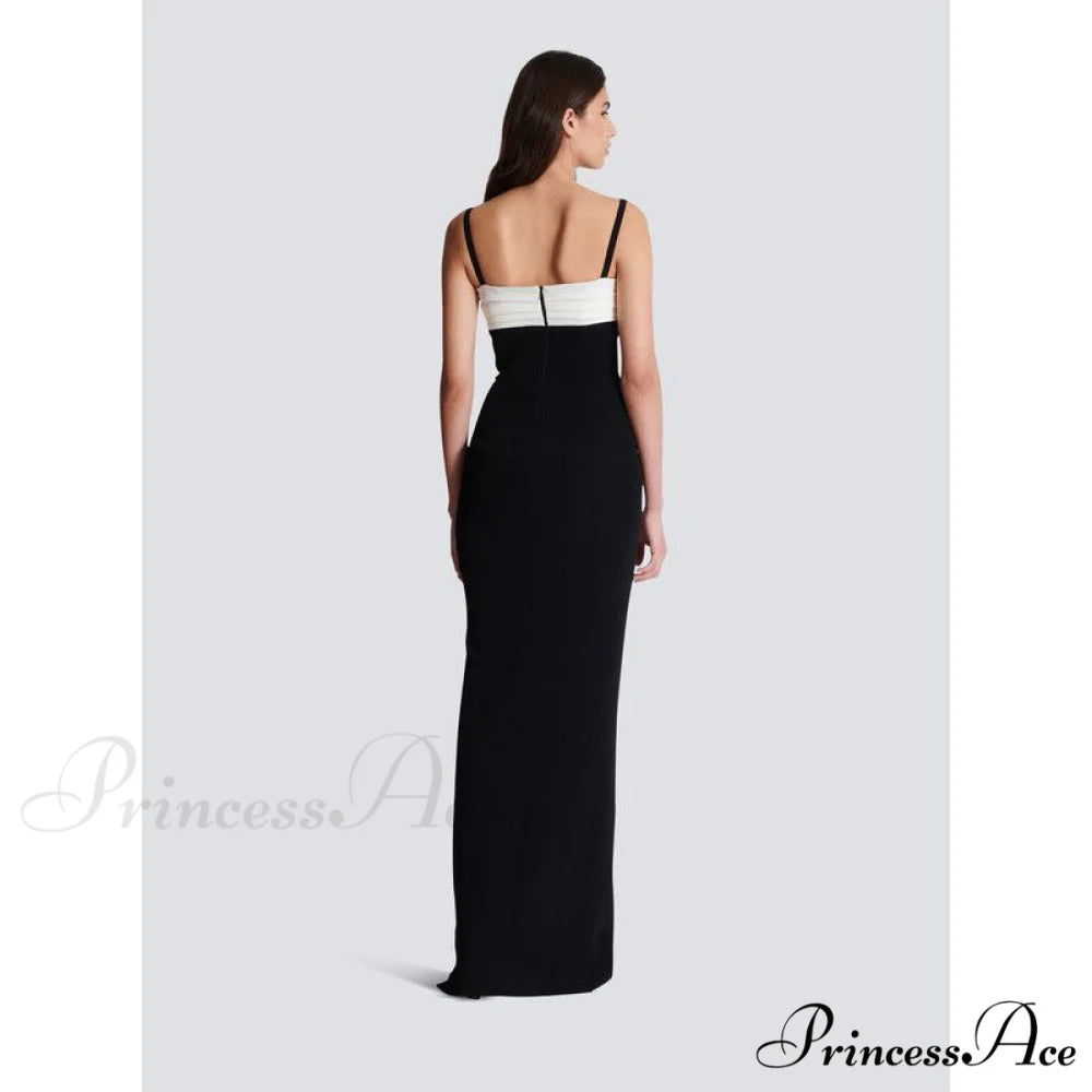 Black-and-White Cut Shiny Celebration Formal Gown