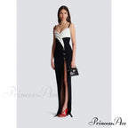 Black-and-White Cut Shiny Celebration Formal Gown