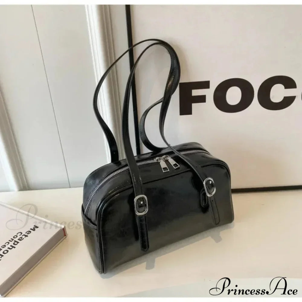 Black-and-White Style Boston Shoulder Crossbody Bag