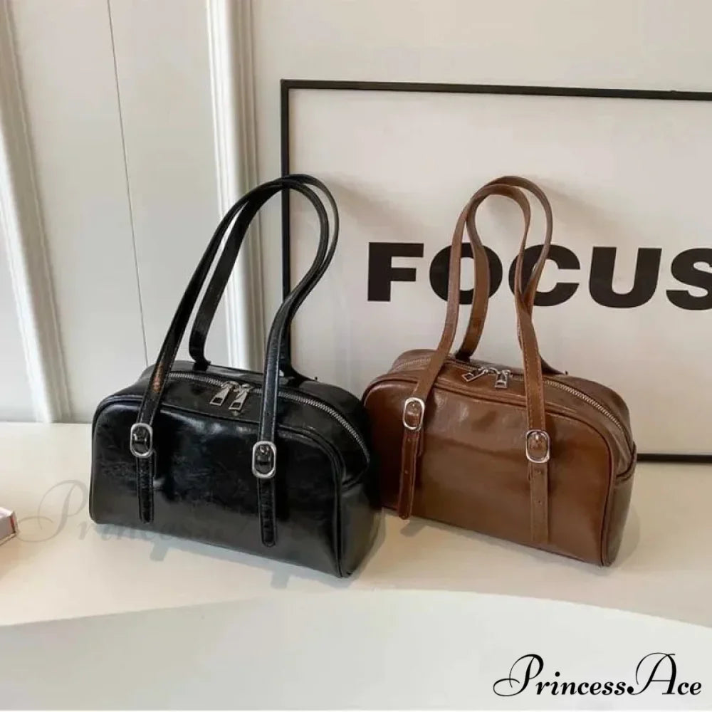 Black-and-White Style Boston Shoulder Crossbody Bag