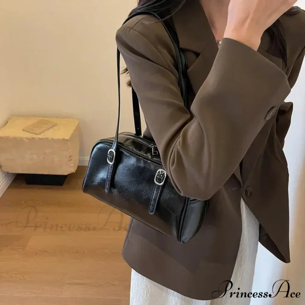 Black-and-White Style Boston Shoulder Crossbody Bag