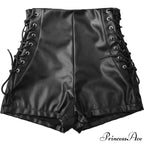 Black Bandage Pu Leather Shorts