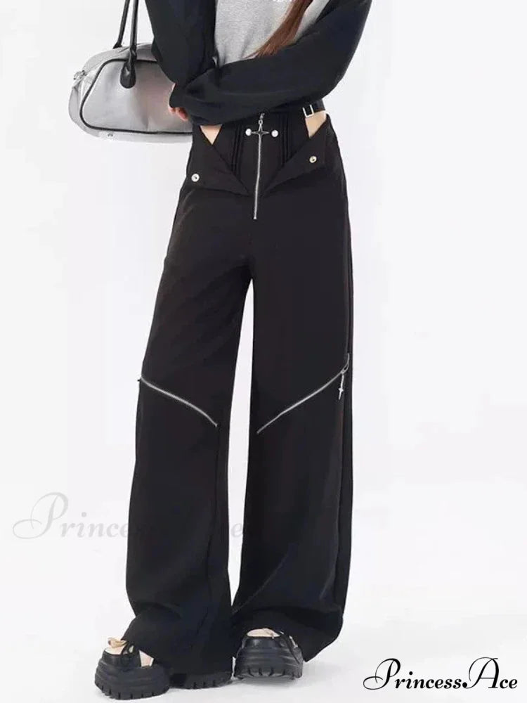 Black Casual Retro Cargo Halloween Pants