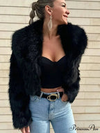 Black Faux Fur Effect Short Coat