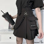 Black Harajuku Gothic High Waist Sexy Patchwork Bandage Mini Skirt