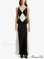 Black Ivory Stylish Contrast Maxi Dress