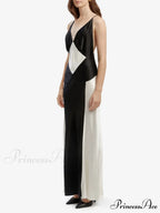 Black Ivory Stylish Contrast Maxi Dress