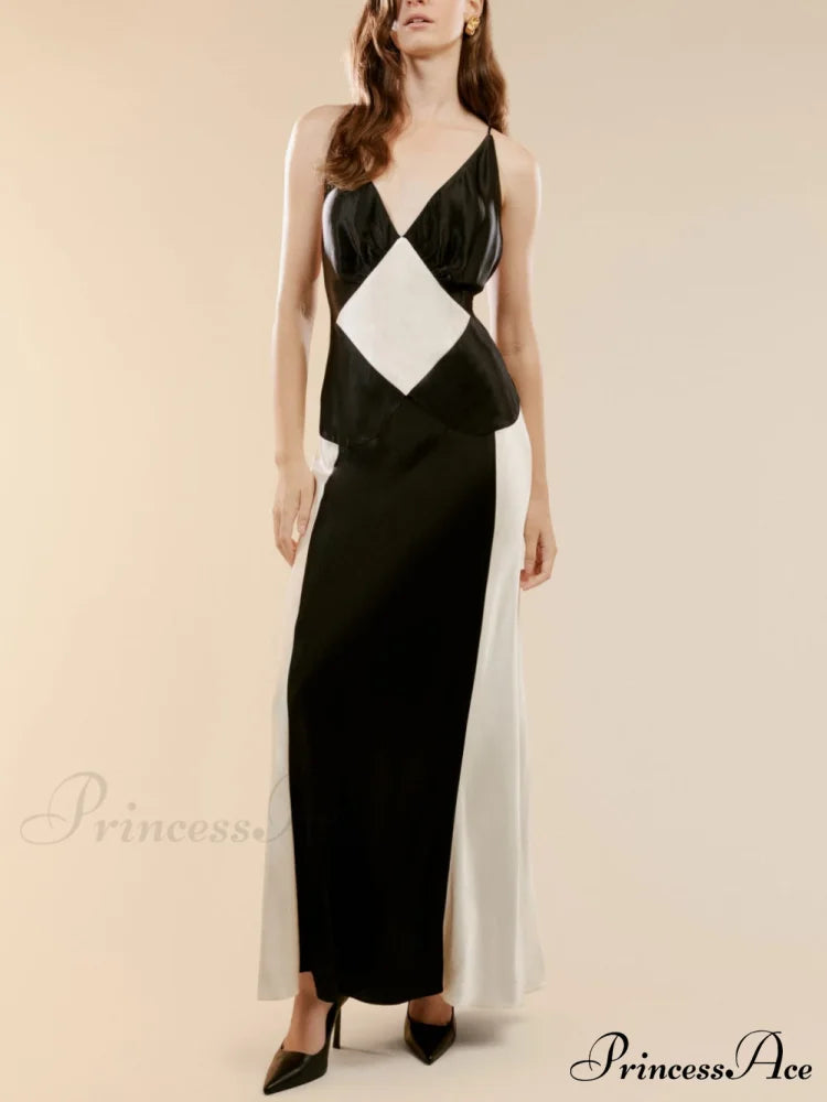 Black Ivory Stylish Contrast Maxi Dress