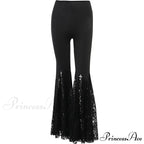 Black Lace Flared Halloween Pants