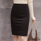 Black Oversized High Waist Work Slim Pencil Skirt