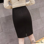Black Oversized High Waist Work Slim Pencil Skirt