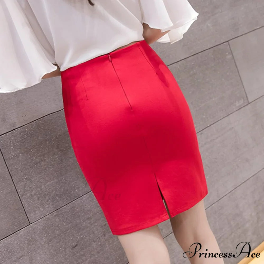 Black Oversized High Waist Work Slim Pencil Skirt