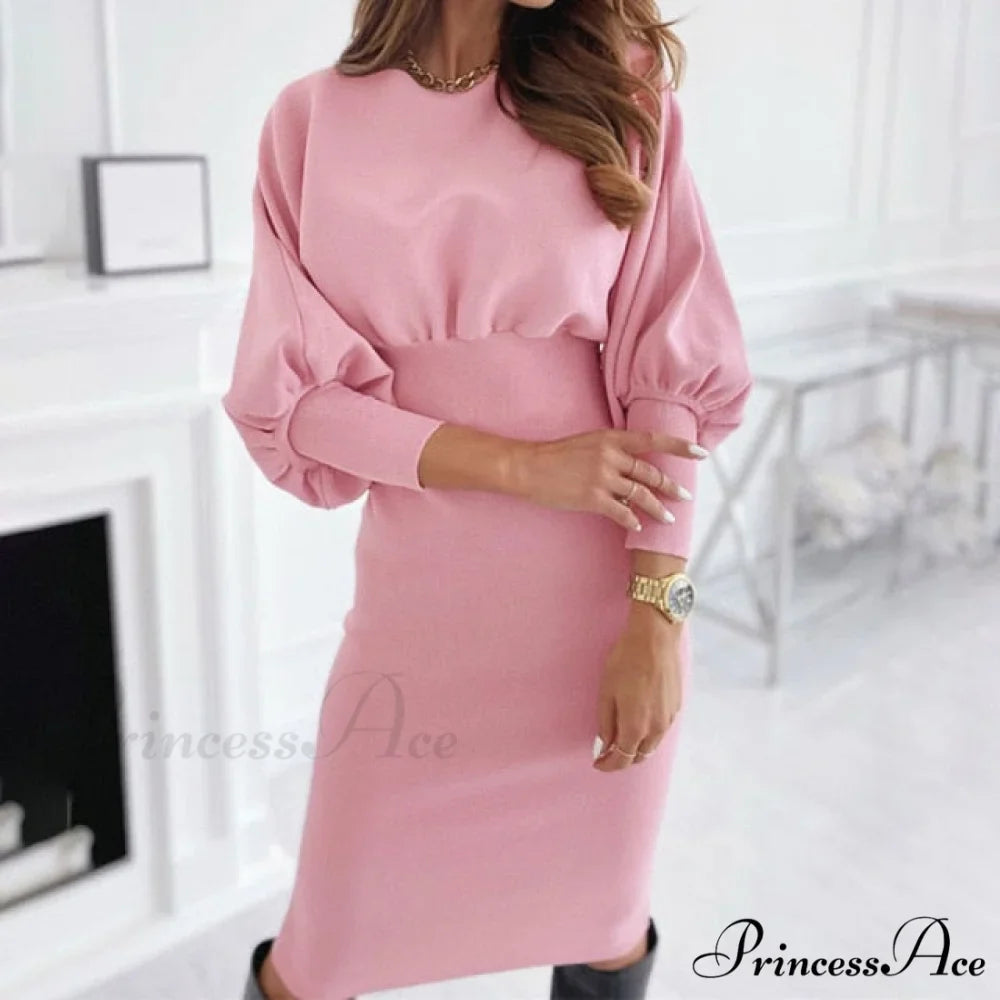 Black Pink Bodycon Elegant Office Woman Dresses