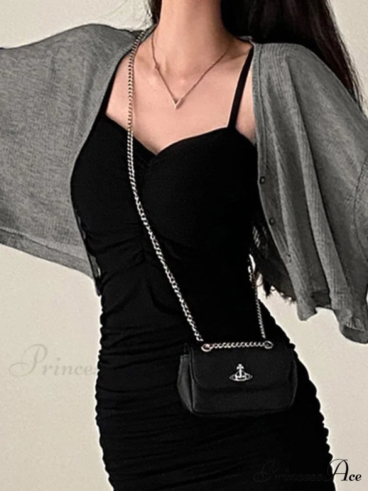 Black Puff Sleeve Trendy Corset Mini Dress