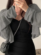 Black Puff Sleeve Trendy Corset Mini Dress