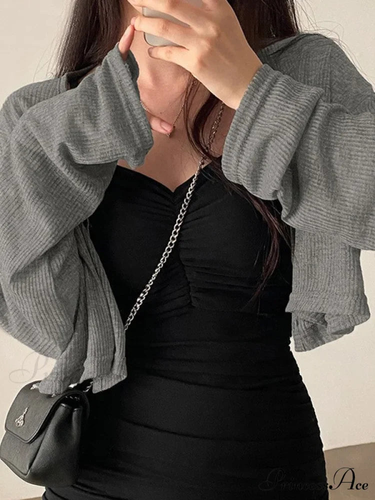 Black Puff Sleeve Trendy Corset Mini Dress