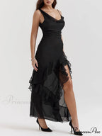 Black Ruffle Stylish Maxi Dress