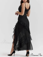 Black Ruffle Stylish Maxi Dress
