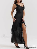 Black Ruffle Stylish Maxi Dress