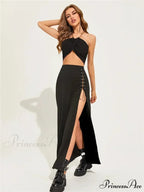 Black Sexy Split Simple Casual All-Match Cool Mature Vitality Skirt