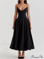 Black Strapless Stylish Midi Dress