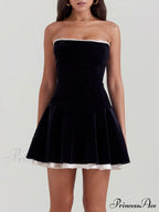 Black Velvet Stylish Strapless Dress