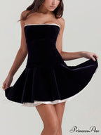 Black Velvet Stylish Strapless Dress