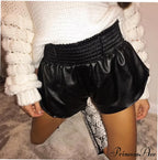 BlackFaux Leather Biker Shorts