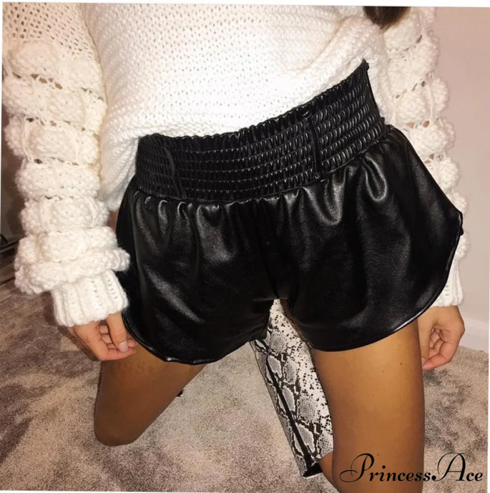 BlackFaux Leather Biker Shorts