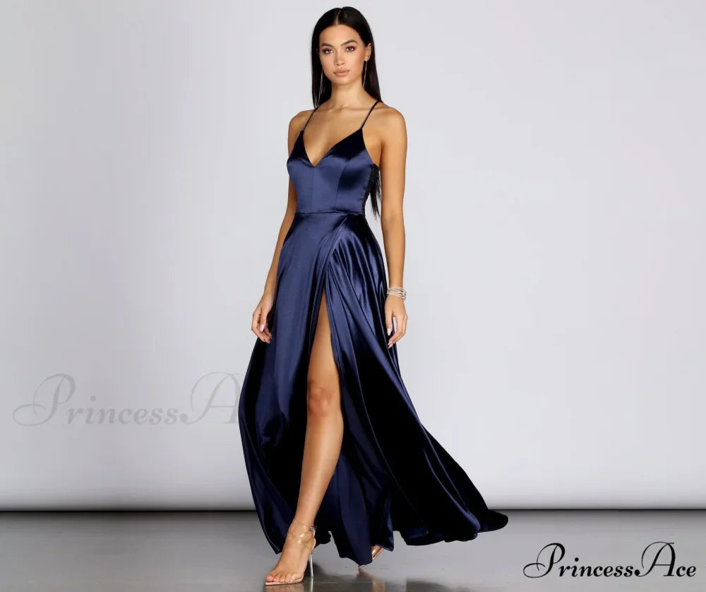 Blake Lace Stylish Back Satin Dress