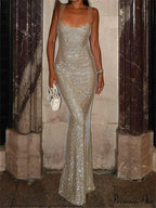 Bling Glitter Sequins Maxi Party Dress