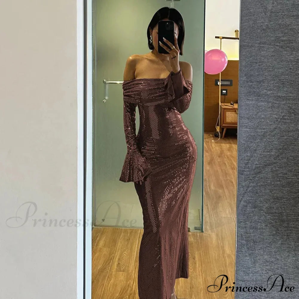 Bling Glitter Sequins Maxi Party Dress